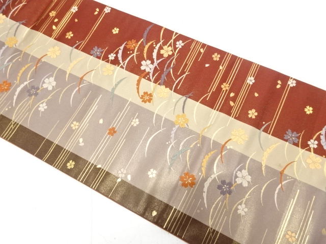雪芝に桜模様織り出し 全通袋帯 | 宗 sou::お茶道具・着物のお店